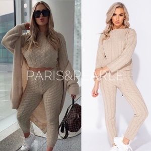 Angelic Attitude Cable Knit Sweater & Leggings Set